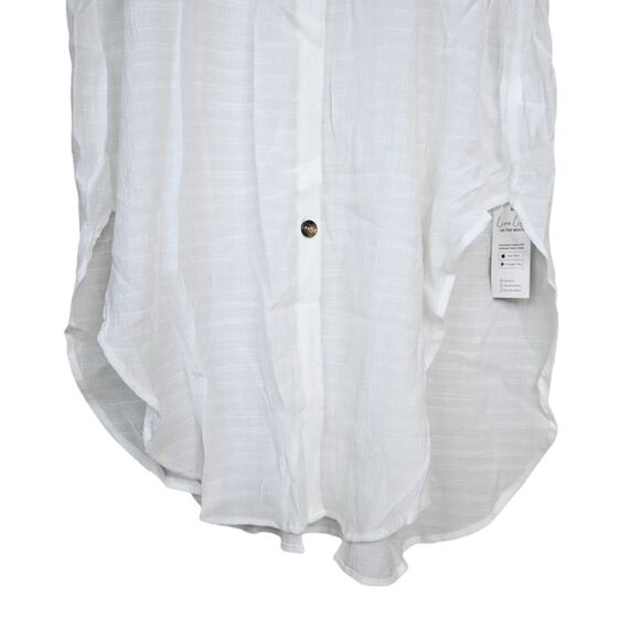 Cupshe Womens L White V-Neck & Curved Hem Button Up Cover-Up NEW - Picture 6 of 13